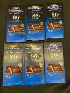 lot 85 image: KK2 - Set of 6 Ghirardelli Intense Dark 86% Cacao Dark Chocolate Bars