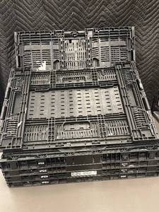 lot 5 image: Set of 6 assorted  IFCO Black Collapsible Plastic Storage Crates