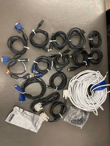lot 7 image: Assorted Collection of VGA, HDMI, and DVI Cables with Coaxial Cable