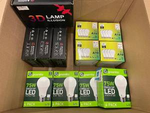 lot 11 image: Collection of LED Light Bulbs and 3D Lamp Illusion Sets
