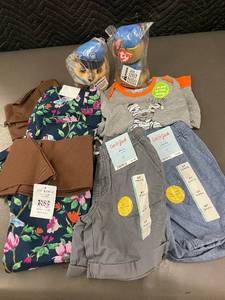 lot 16 image: Lot of Childrens Clothing and Toys including T-Shirts, Shorts, and Plush Toys