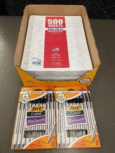 lot 17 image: 20-Pack BIC Cristal Xtra Smooth Ballpoint Pens and 1000 Sheets Wide Ruled Notebook Paper