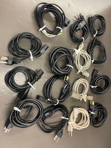 lot 18 image: Collection of 14 Assorted Power Cords with Various Plug Types