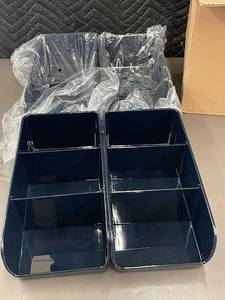 lot 35 image: Set of 4 Black Plastic Storage Bins with Dividers