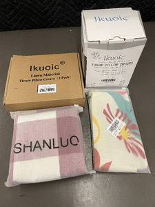 lot 44 image: Set of 3 Ikuoic and Shanluq Throw Pillow Covers in Various Designs