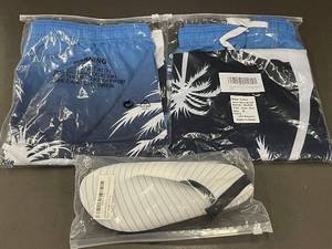 lot 46 image: Mens Ocean Blue Board Shorts and Slippers Set
