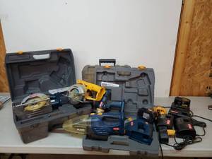 lot 62 image: Large Collection of Dewalt and Ryobi Battery Operated Hand Tools