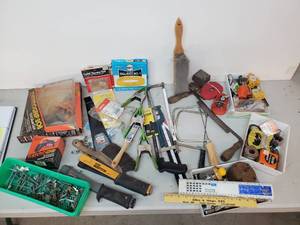 lot 70 image: Nice Group of Misc Tools Including Vintage Draw Blade Saws and Glue Gun