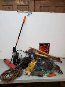 lot 103 image: Misc Group Treble light, shop Magnet Sump Pump Axe Head and Much More