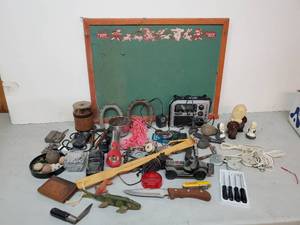 lot 111 image: Very Cool Group of Vintage Collectables Spear Decoys Gurley Candles Pocket knives and more