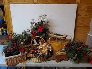 lot 137 image: Very Pretty Collection of Holiday Dcor Faux Plants Baskets and much more