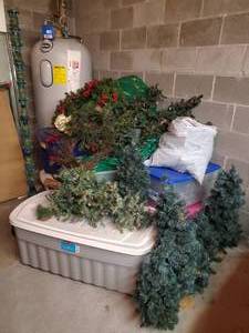 lot 139 image: Mega Huge Group of Christmas Garland Trees Lights and So So Much More with Tubs