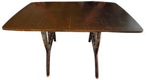 lot 4 image: Antique Foldable Oak Table  Propping Mechanism Will Need to be Fixed AS SHOWN IN PHOTOS