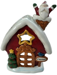 lot 238 image: Holiday Christmas Santa Claus in the Chimney Tealight Candle Holder