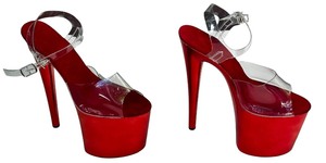 lot 209 image: Size 42 RED 8 High Heel Clear See Through Strapped Womens Sexy Strong Beautiful Shoes