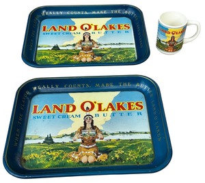 lot 275 image: Land O Lakes Tin Trays and Mug Bundle