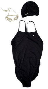 lot 312 image: NIKE Swimming Suit, One Piece Size 36 with Cap and Goggles