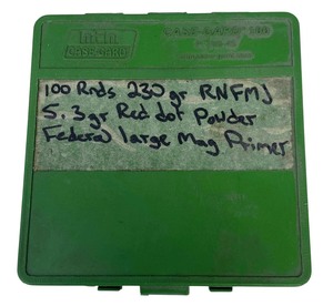lot 375 image: 100 Rounds 230g RNFMJ 5.3g Red Dot Powder Federal Large Mag Primer