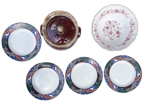lot 285 image: Vtg Lot 4 x Furio Contemporary Casuals Modernist Avant GardeSalad Plates, One Salad Bowl and One Ginger Jar