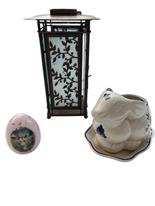 lot 398 image: Home Decor, Mixed Lot  Decorative Egg, Rabbit Planter and a Decorative Lantern