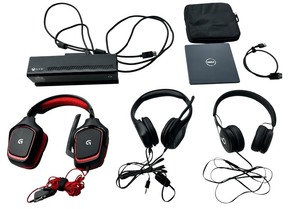 lot 413 image: Gaming, Electronics Bundle KINECT for XBOX ONE, DVD player for DELL, 3 Headphones