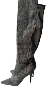 lot 427 image: Jessica Simpson Grey Glittery Knee-High Stilletto Style Boots Size 6 36 12