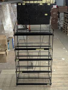 lot 13 image: 48 H x 28  W x 19.5 D with 5 Shelves and Peg Board on top - Store Display Rack