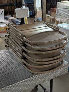 lot 26 image: Set of 7 Metal Folding Chairs with Wood Seats - Quality and Toughness