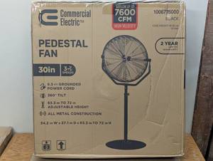lot 17 image: 30 in. 3-Speeds High Velocity Tilting Pedestal Fan with Adjustable Height in Black