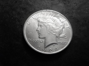 lot 25 image: 1924 Peace Silver Dollar