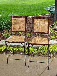 lot 74 image: Grange Contemporary Cane Seat Barstool Pair