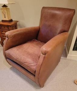 William Alan Brown Leather Club Chair, b