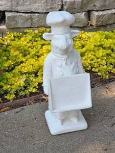 lot 129 image: Adorable White Clay Kitchen Pig