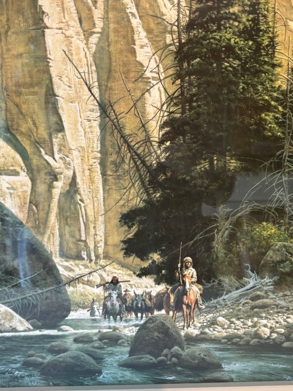 lot 297 image: Framed Western Landscape Art Print by Artist McCarthy, 1983