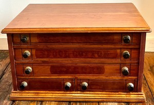 lot 2 image: Vintage Antique Merrick Sewing Cabinet with Five Drawers