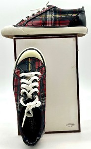 lot 10 image: New Coach Barrett Tartan Sneakers, Womens Size 7