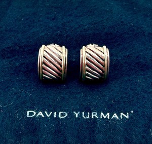 lot 22 image: David Yurman Sterling Silver and 14K Gold Cable Earrings