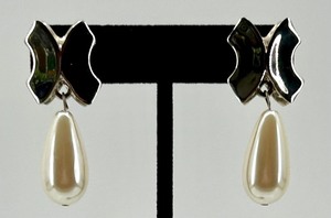 lot 23 image: Givenchy Silver-Tone Earrings with Faux Pearl Drops