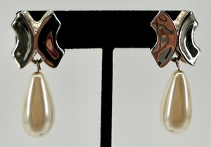 lot 23 image: Givenchy Silver-Tone Earrings with Faux Pearl Drops