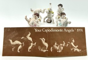 lot 26 image: Set of 6 Vintage Capodimonte Angel Figurines with Collectors Booklet
