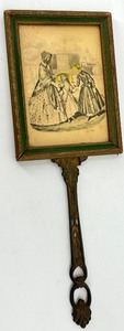 lot 40 image: Antique Hand Mirror with Lady and Child Print
