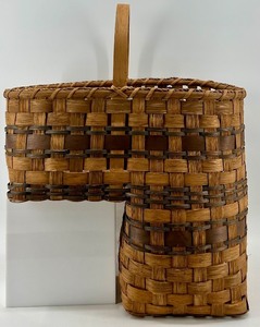 lot 41 image: Handcrafted Woven Wooden Split Step Basket with Handle