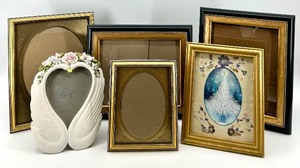 lot 50 image: Assorted Decorative Picture Frames Including Porcelain Swan Design