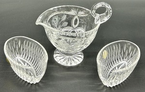 lot 55 image: Vintage Crystal Creamer and Princess House Crystal Utensil Holders