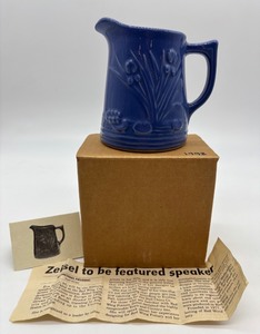 lot 63 image: 1998 Red Wing Pottery Collectors Society Blue Ceramic Pitcher