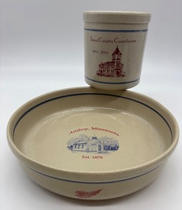 lot 77 image: Red Wing Stoneware Sioux County Courthouse Commemorative Bowl and Jar Set