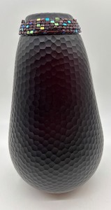 lot 96 image: Decorative Art Glass Vase with Mosaic Rim - Unsigned #1