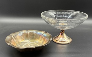 lot 115 image: Reed & Barton Silver Plated Bowl and Glass Pedestal Compote
