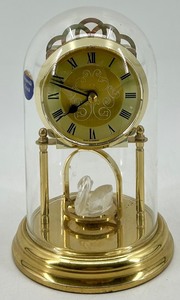 lot 136 image: Vintage Quartz Clock with Swarovski Crystal Swan Figurine