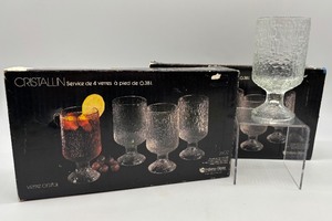 lot 193 image: Set of 8 Indiana Glass Cristallin Textured Goblets 0.38L